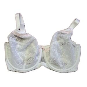 Glamorise‎ Bra Size 34G Wonderwire Sheer Sexy White with Pink Lace Style 9845